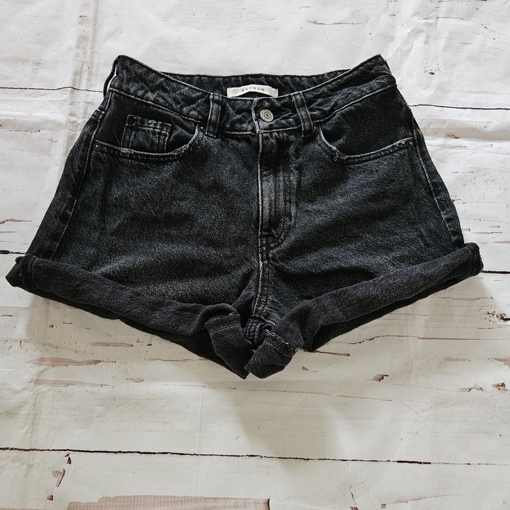 PacSun Women's Mom Black Denim Jean Shorts Size 24 - Picture 5 of 5